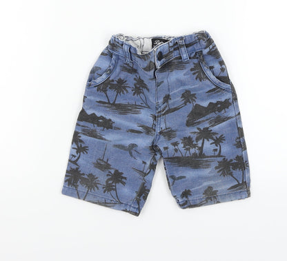 deniem & co Boys Blue Geometric  Cropped Trousers Size 18-24 Months