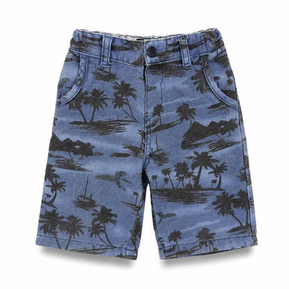 Denim & Co. Boys Blue Geometric  Cropped Trousers Size 18-24 Months