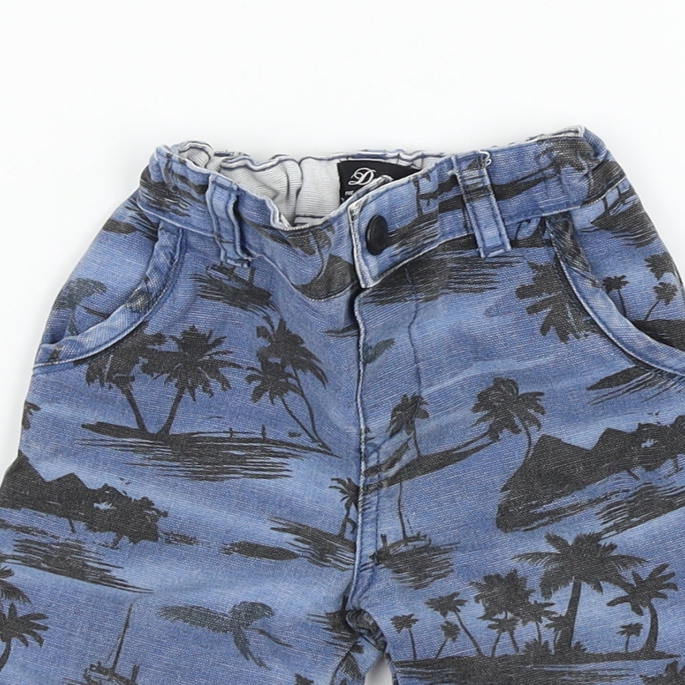 deniem & co Boys Blue Geometric  Cropped Trousers Size 18-24 Months