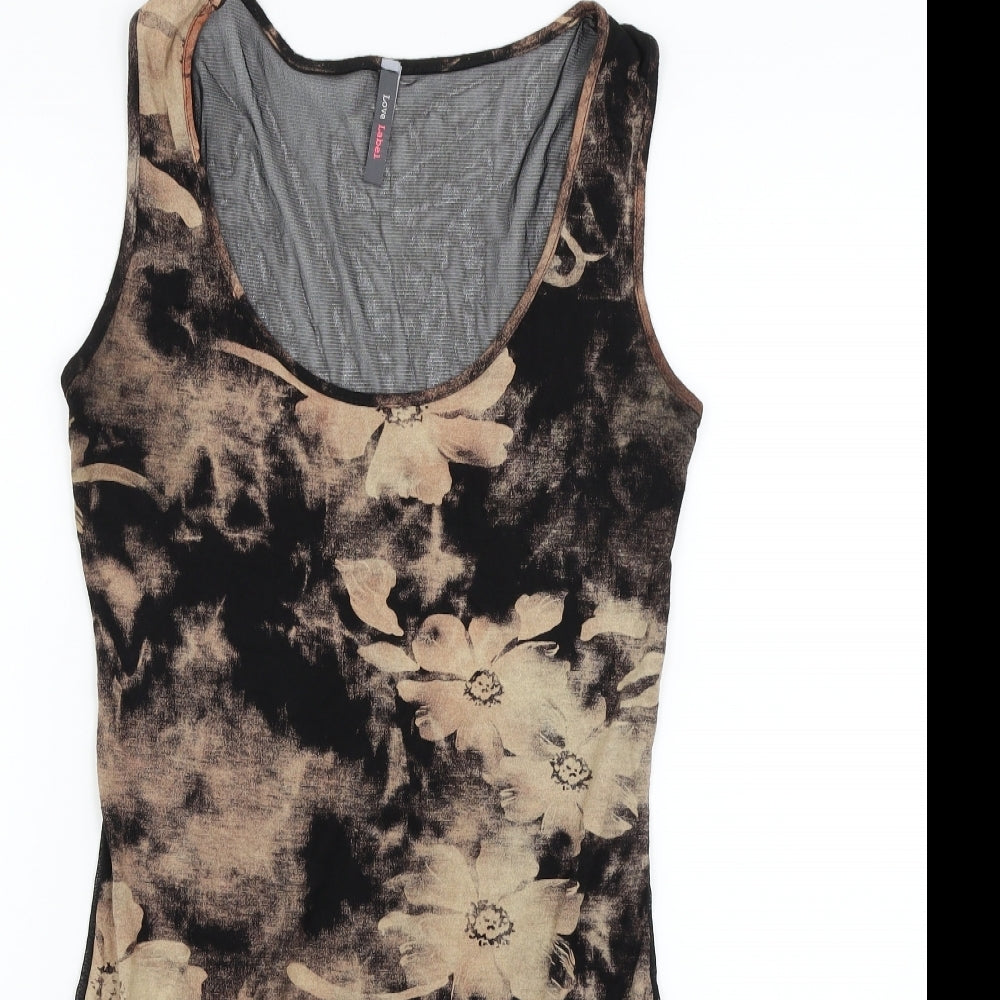 Womens UK Size 12 Love Label Beige Basic Tank
