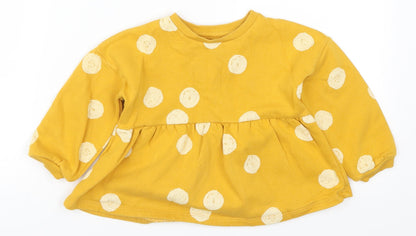 F&F Girls Yellow Polka Dot  Pullover Sweatshirt Size 2-3 Years