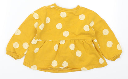 F&F Girls Yellow Polka Dot  Pullover Sweatshirt Size 2-3 Years