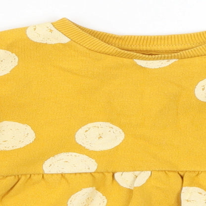 F&F Girls Yellow Polka Dot  Pullover Sweatshirt Size 2-3 Years