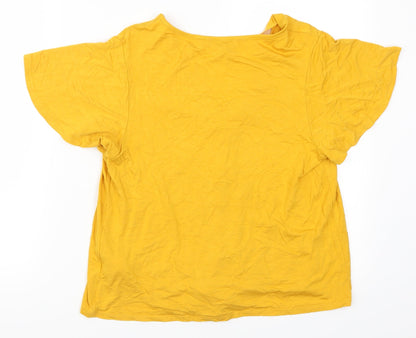 Womens UK Size 12 New Look Yellow Basic Button-Up