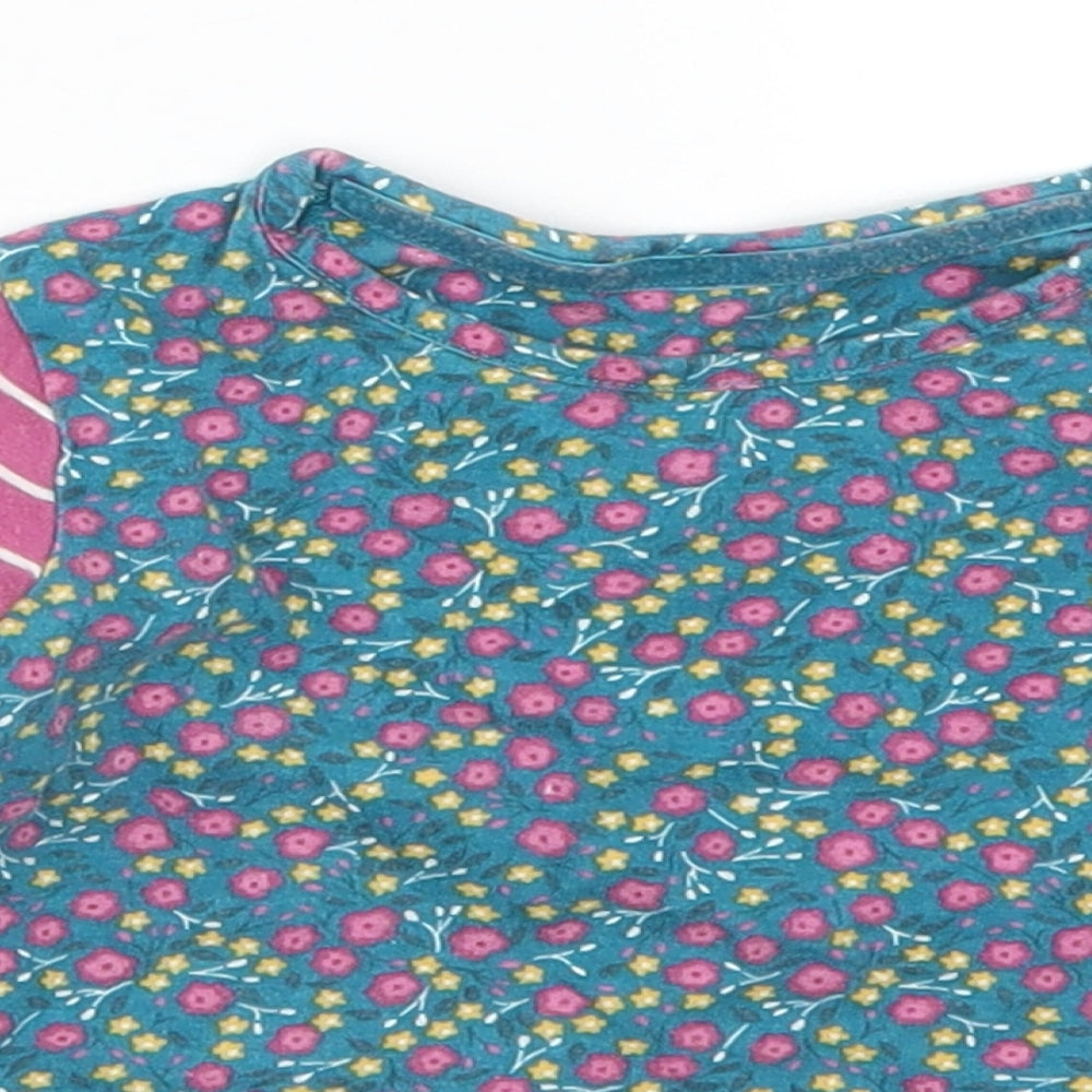 Mothercare Girls Blue Floral  Basic T-Shirt Size 12-18 Months  - Pink Stripes