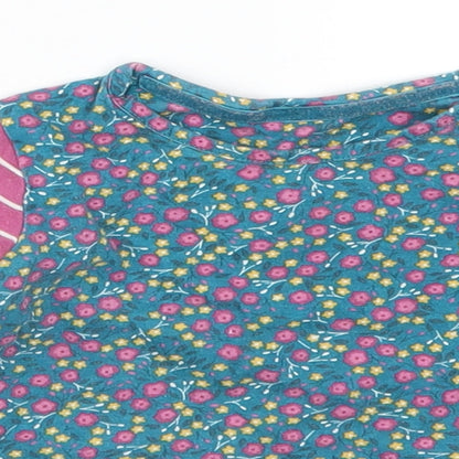 Mothercare Girls Blue Floral  Basic T-Shirt Size 12-18 Months  - Pink Stripes
