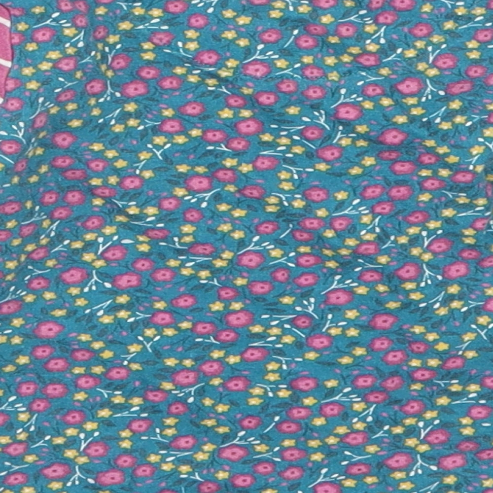 Mothercare Girls Blue Floral  Basic T-Shirt Size 12-18 Months  - Pink Stripes