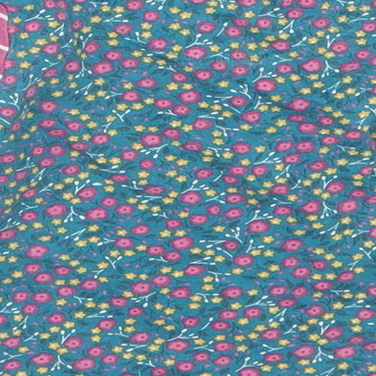Mothercare Girls Blue Floral  Basic T-Shirt Size 12-18 Months  - Pink Stripes