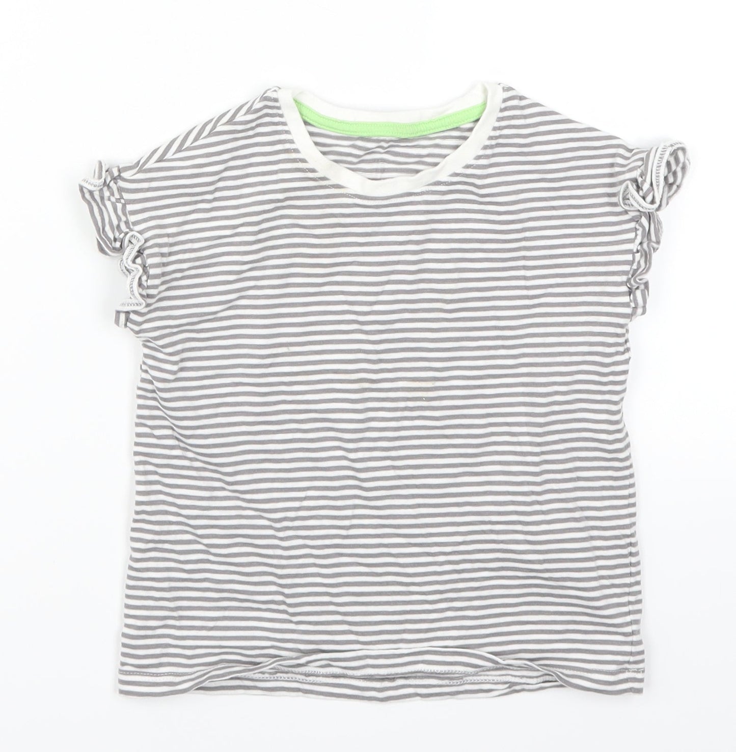 Marks and Spencer Girls Grey Striped  Basic T-Shirt Size 4-5 Years