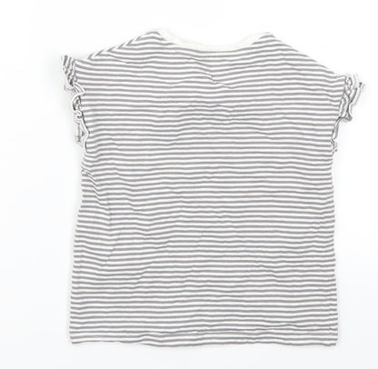 Marks and Spencer Girls Grey Striped  Basic T-Shirt Size 4-5 Years