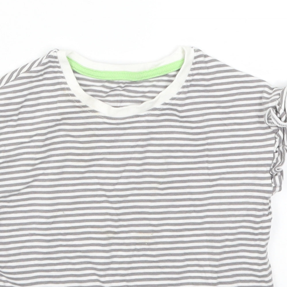 Marks and Spencer Girls Grey Striped  Basic T-Shirt Size 4-5 Years