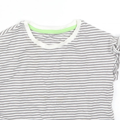 Marks and Spencer Girls Grey Striped  Basic T-Shirt Size 4-5 Years