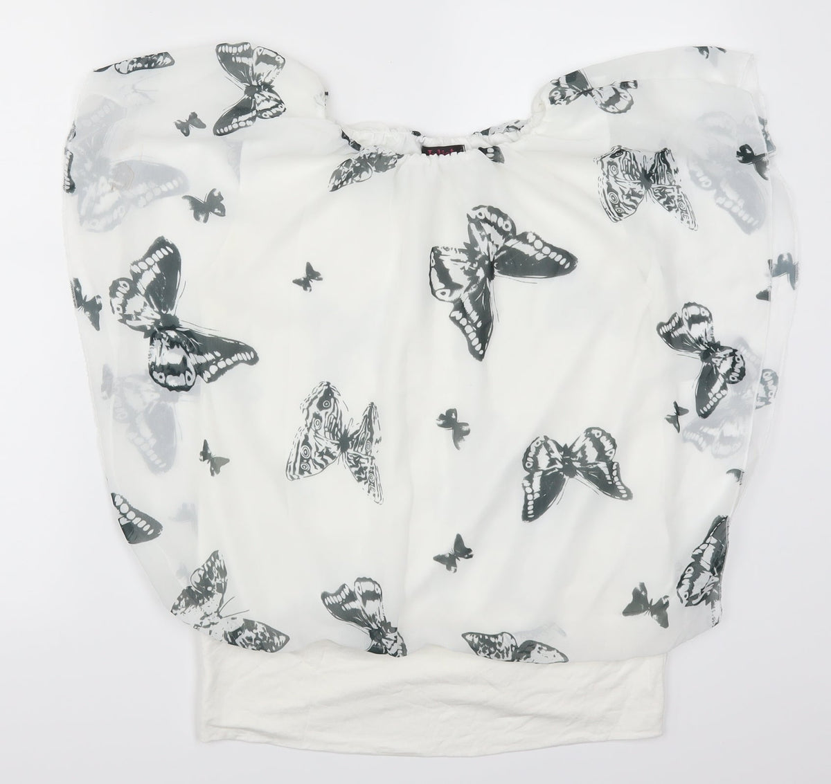Juliet Womens White   Basic Blouse Size L  - Butterflies
