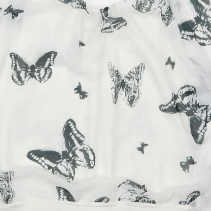 Juliet Womens White   Basic Blouse Size L  - Butterflies