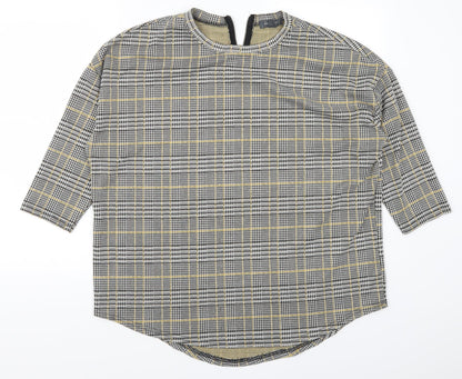 Primark Womens Grey Check  Basic T-Shirt Size 14  - Yellow