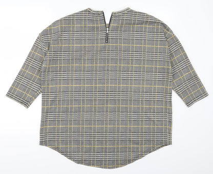 Primark Womens Grey Check  Basic T-Shirt Size 14  - Yellow