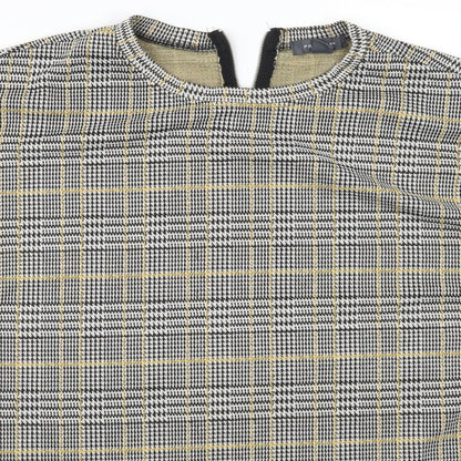 Primark Womens Grey Check  Basic T-Shirt Size 14  - Yellow