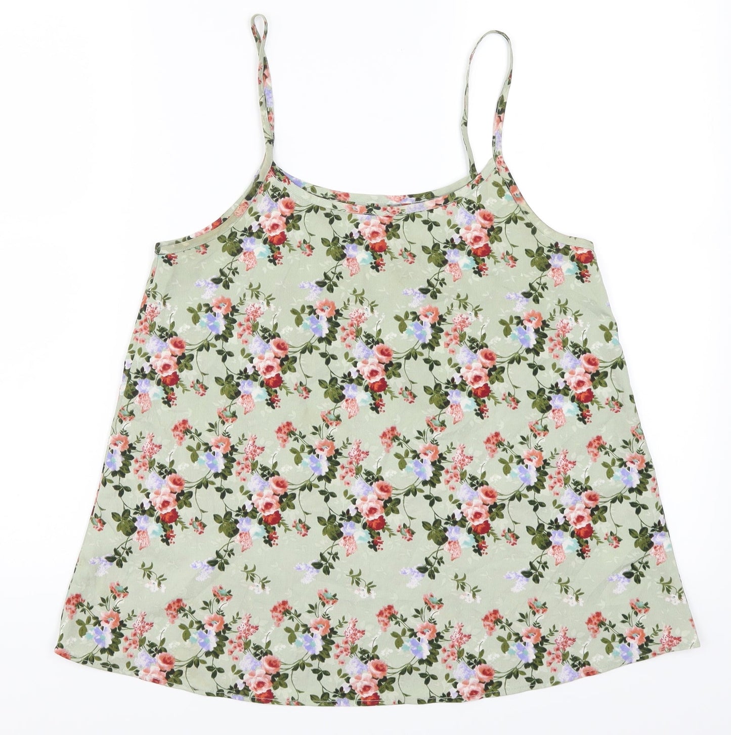 Peacocks Womens Green Floral  Basic Tank Size 8