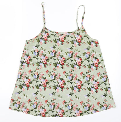 Peacocks Womens Green Floral  Basic Tank Size 8