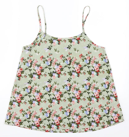 Peacocks Womens Green Floral  Basic Tank Size 8