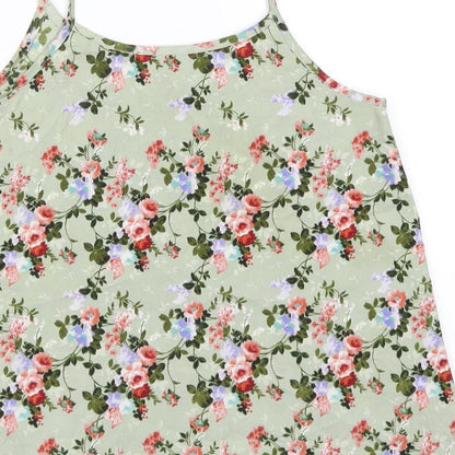 Peacocks Womens Green Floral  Basic Tank Size 8