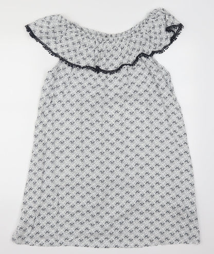 George Womens White Floral  A-Line  Size 14  - Blue