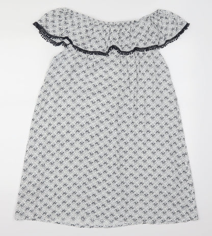 George Womens White Floral  A-Line  Size 14  - Blue