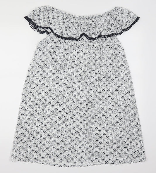 George Womens White Floral  A-Line  Size 14  - Blue