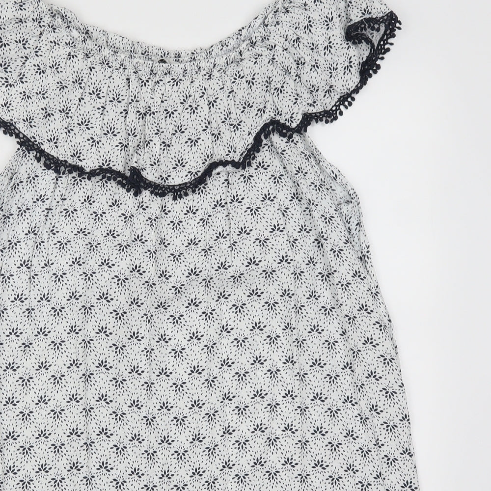 George Womens White Floral  A-Line  Size 14  - Blue