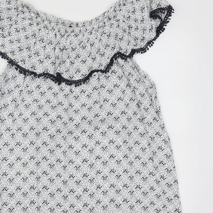 George Womens White Floral  A-Line  Size 14  - Blue