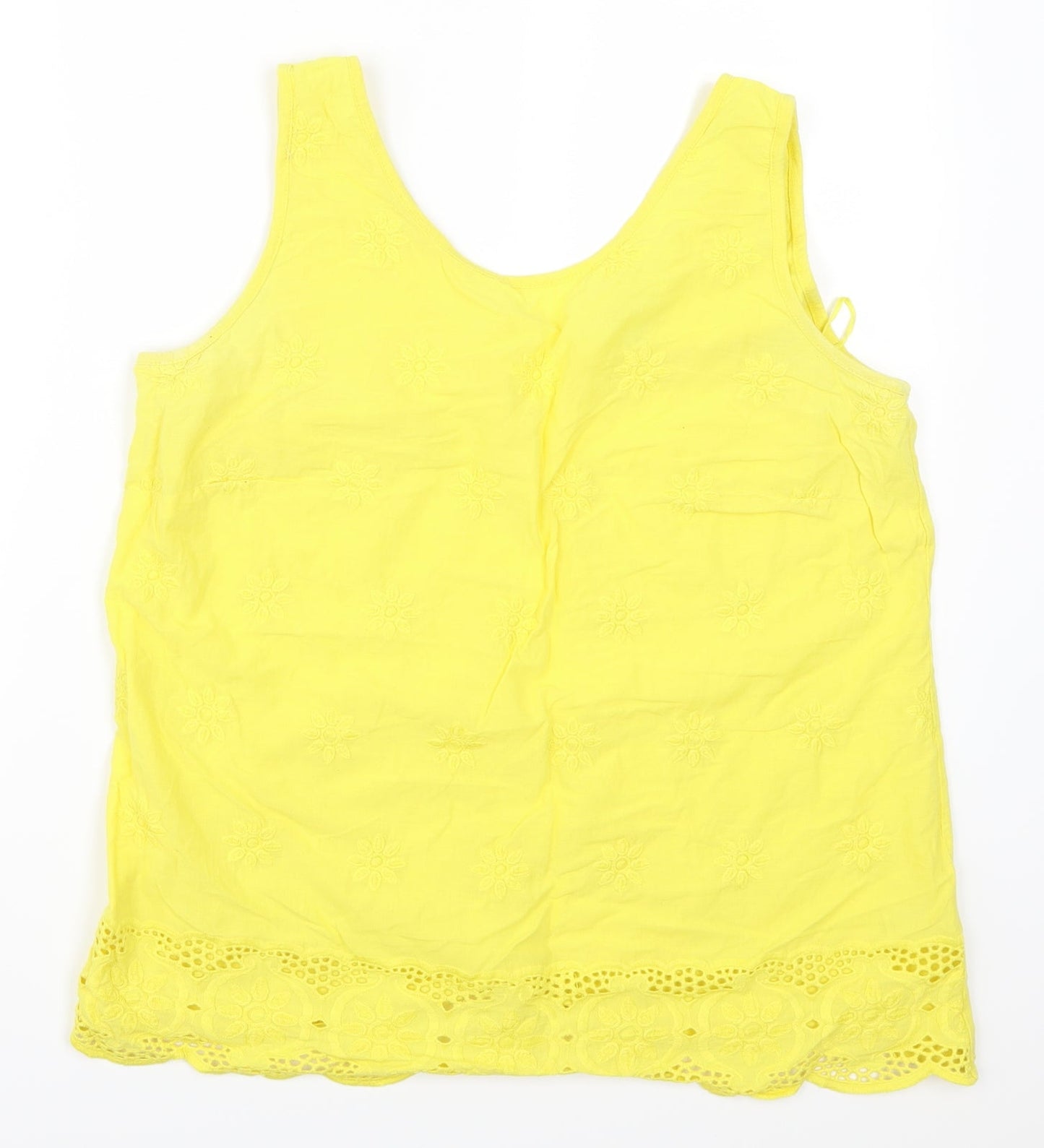 Papaya Womens Yellow Floral  Basic Tank Size 16