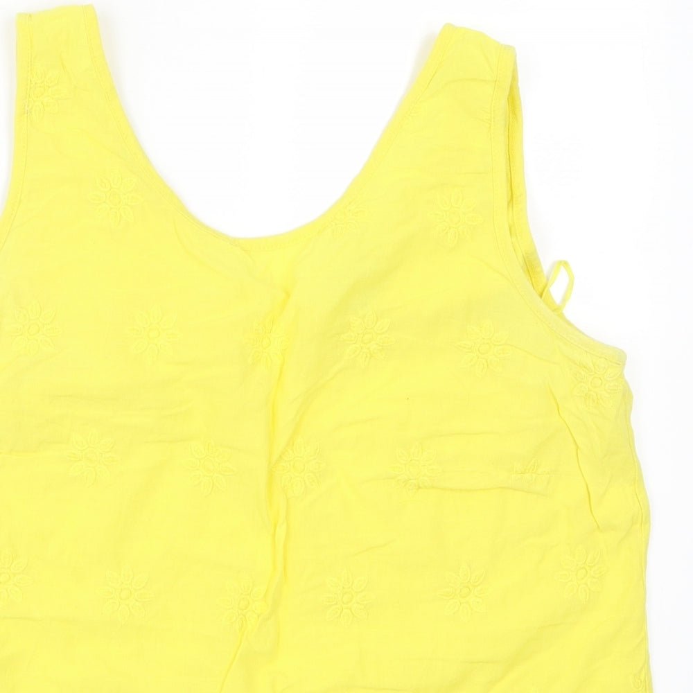 Papaya Womens Yellow Floral  Basic Tank Size 16