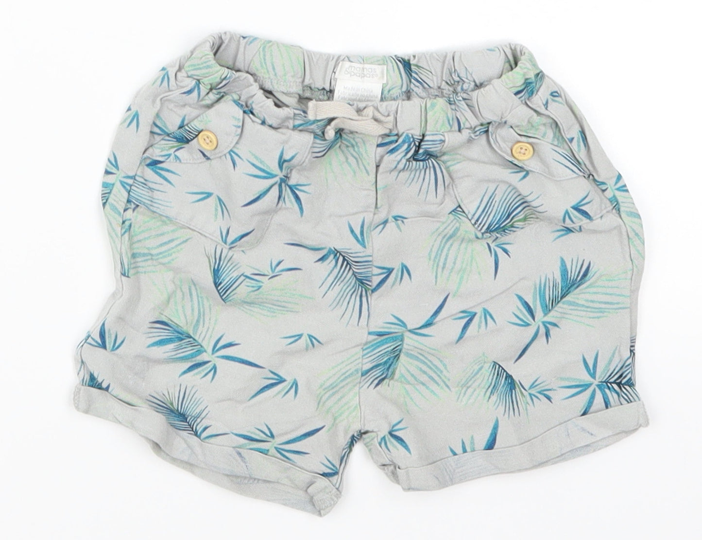 mamas & papas Boys Grey   Cropped Trousers Size 18-24 Months  - Leaf Print