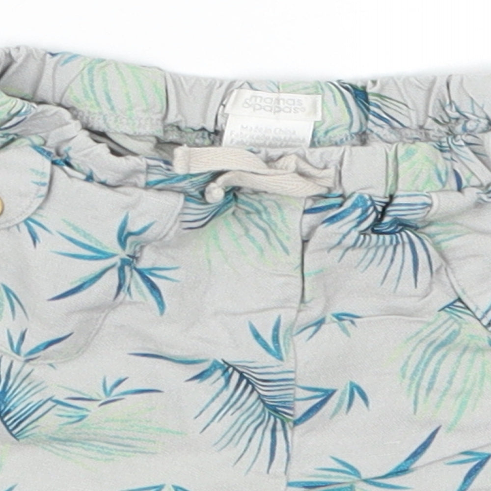 mamas & papas Boys Grey   Cropped Trousers Size 18-24 Months  - Leaf Print