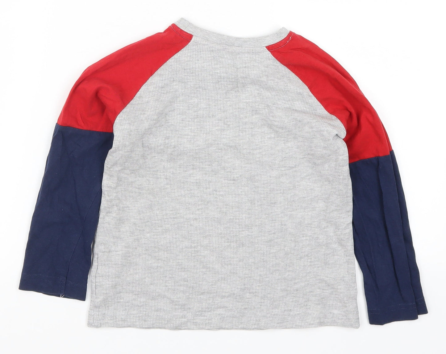 Matalan Boys Blue Colourblock  Basic T-Shirt Size 7 Years  - Red and Grey