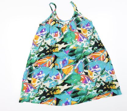 Papaya  Womens Green Floral  Basic T-Shirt Size M