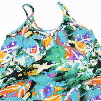 Papaya  Womens Green Floral  Basic T-Shirt Size M