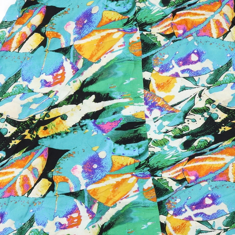 Papaya  Womens Green Floral  Basic T-Shirt Size M