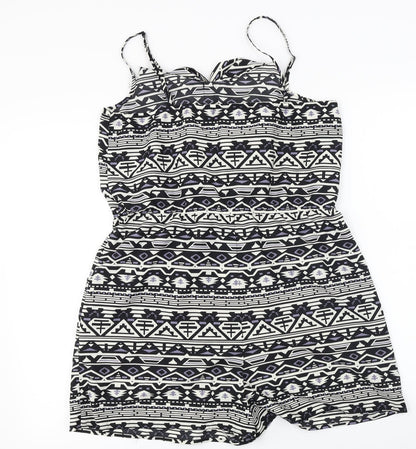 Oasis  Womens Black Herringbone  Jumpsuit One-Piece Size 8