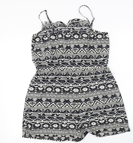 Oasis  Womens Black Herringbone  Jumpsuit One-Piece Size 8