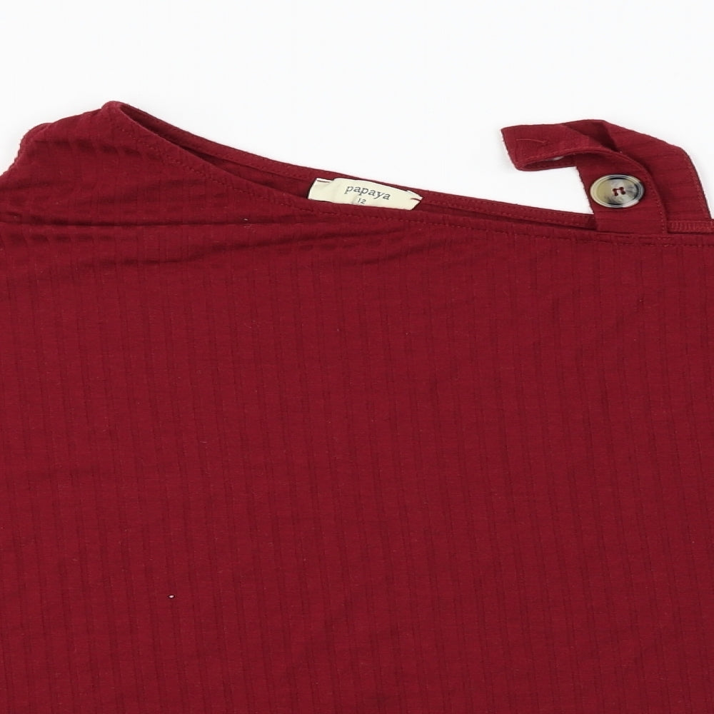 Papaya  Womens Red   Basic T-Shirt Size 12