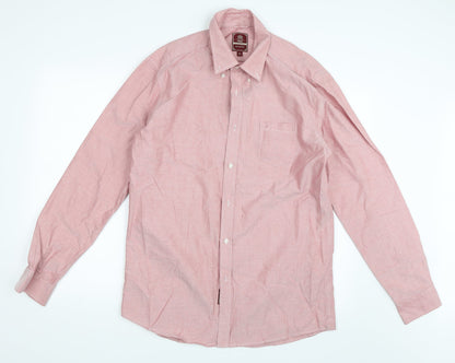 Mens UK Size 16 NEXT Red  Button-Up Long Sleeve Casual Shirt
