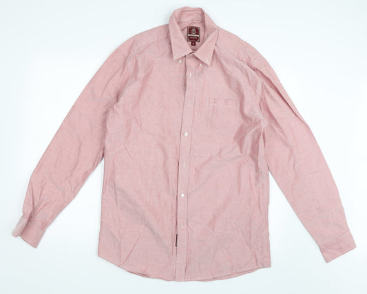 Mens UK Size 16 NEXT Red  Button-Up Long Sleeve Casual Shirt