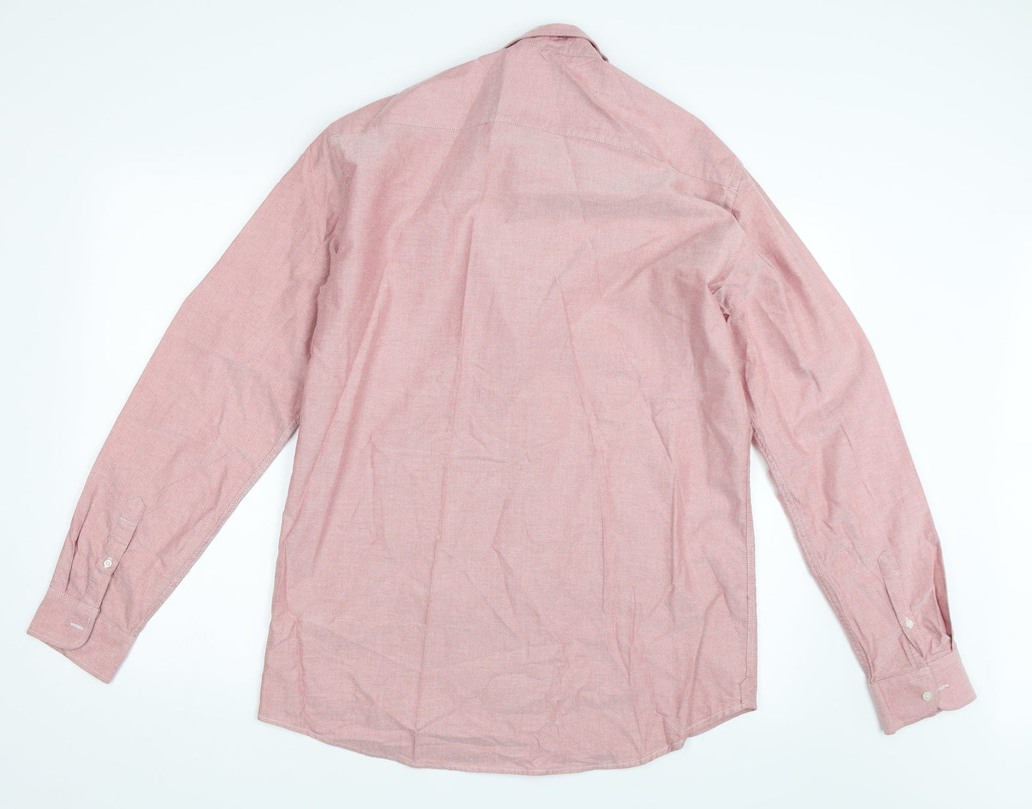 Mens UK Size 16 NEXT Red  Button-Up Long Sleeve Casual Shirt