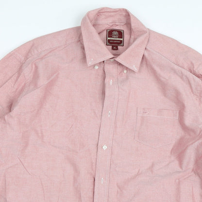 Mens UK Size 16 NEXT Red  Button-Up Long Sleeve Casual Shirt