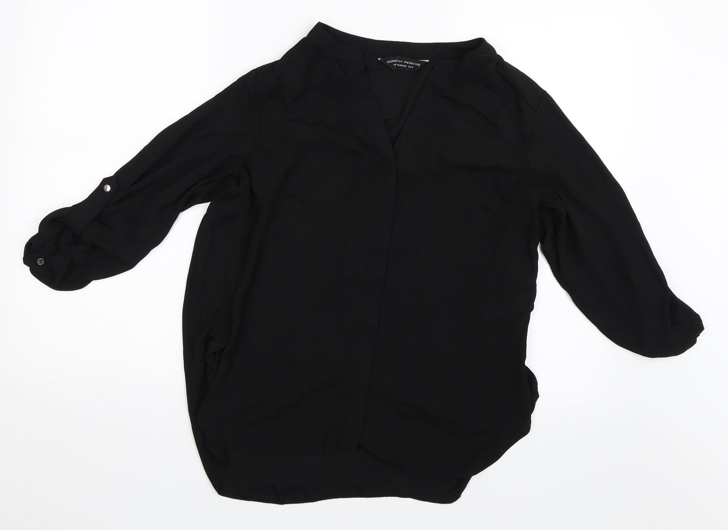 Womens UK Size 10 Dorothy Perkins Black Basic Button-Up