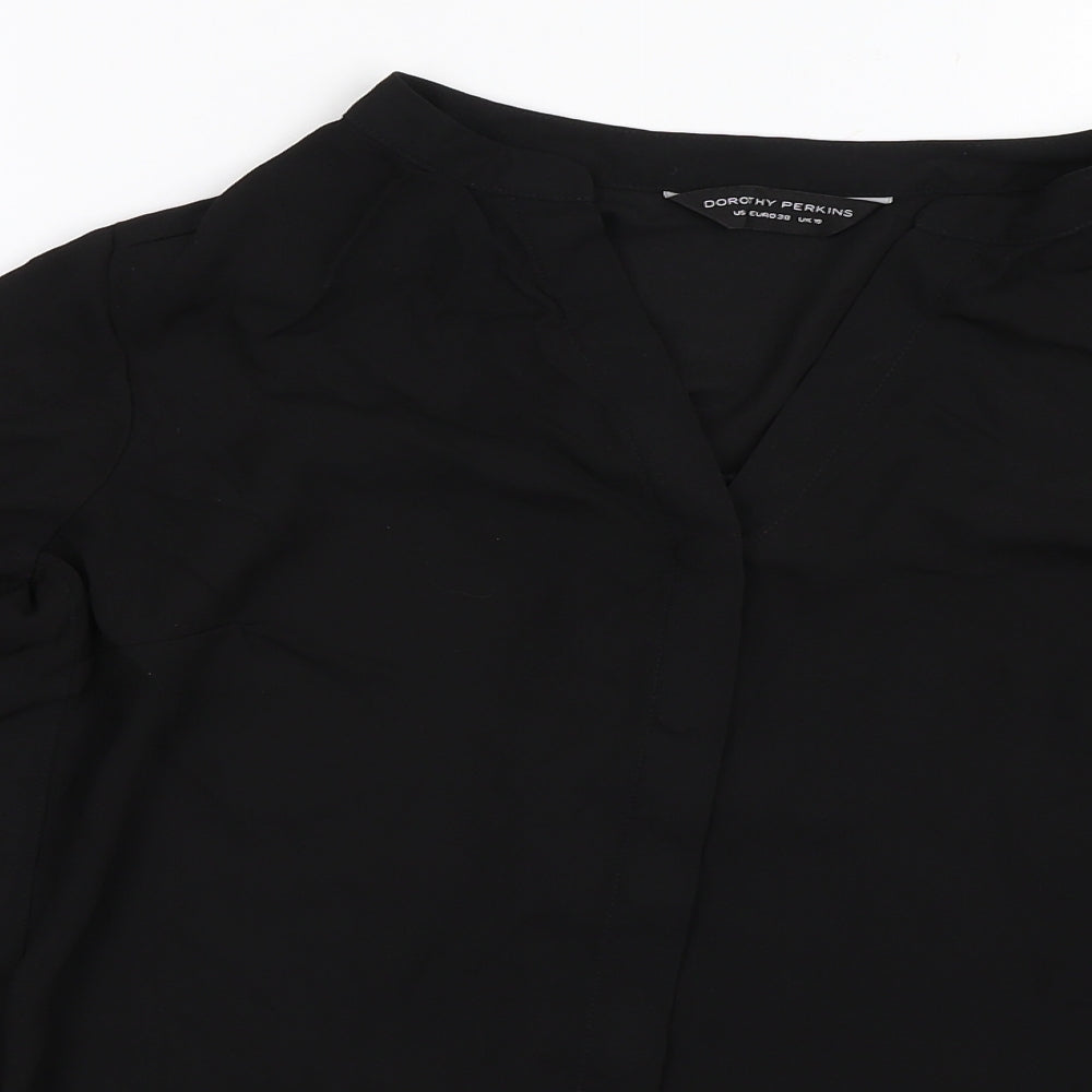 Womens UK Size 10 Dorothy Perkins Black Basic Button-Up