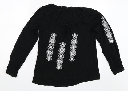Womens UK Size 10 Atmosphere Black Basic T-Shirt