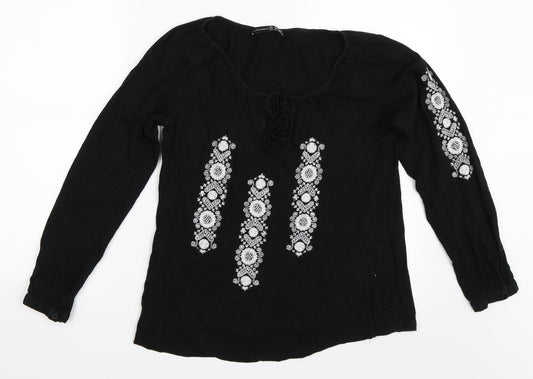 Womens UK Size 10 Atmosphere Black Basic T-Shirt