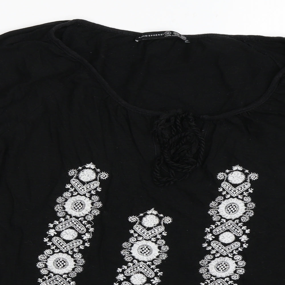 Womens UK Size 10 Atmosphere Black Basic T-Shirt